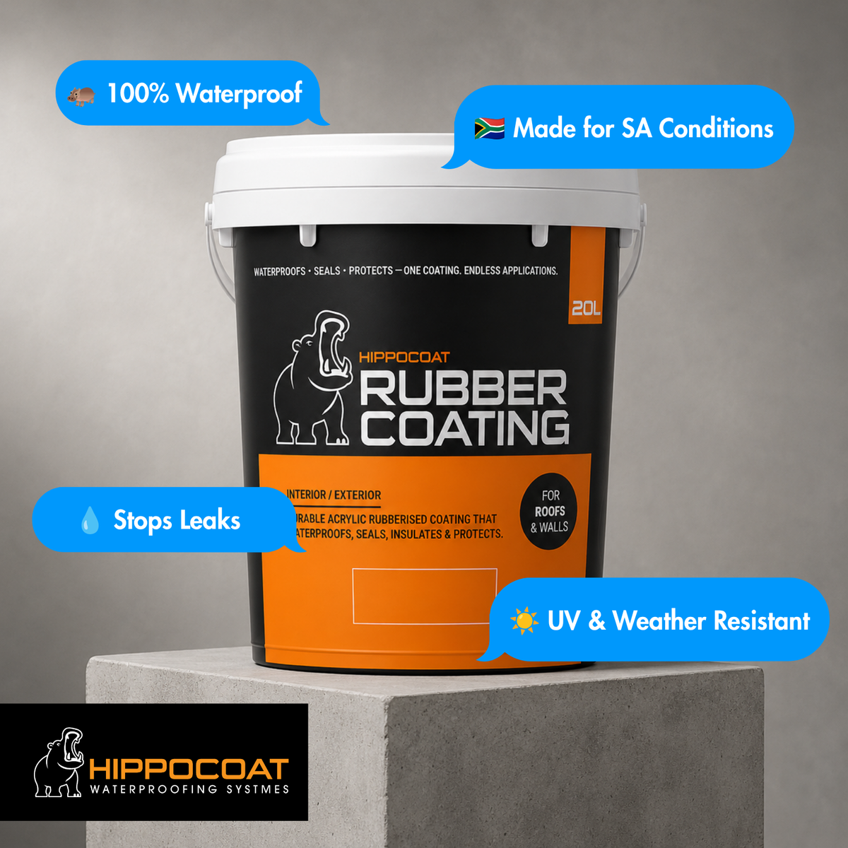 HIPPOCOAT Rubber Coating 20L | Professional Roof & Wall Waterproofing